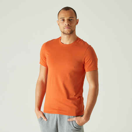 Men's Slim-Fit Fitness T-Shirt 500 - Rust