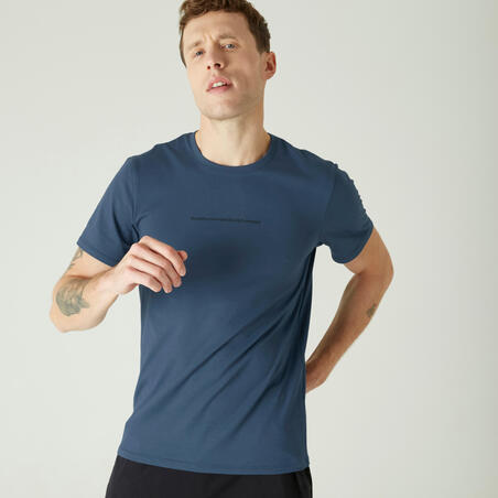 חולצת טי דקה ונמתחת לכושר - הדפס כחול