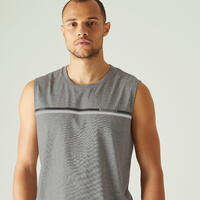 גופייה נמתחת מכותנה לכושר - אפור עם דוגמה