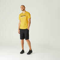 T-Shirt Fitness Baumwolle dehnbar Herren gelb