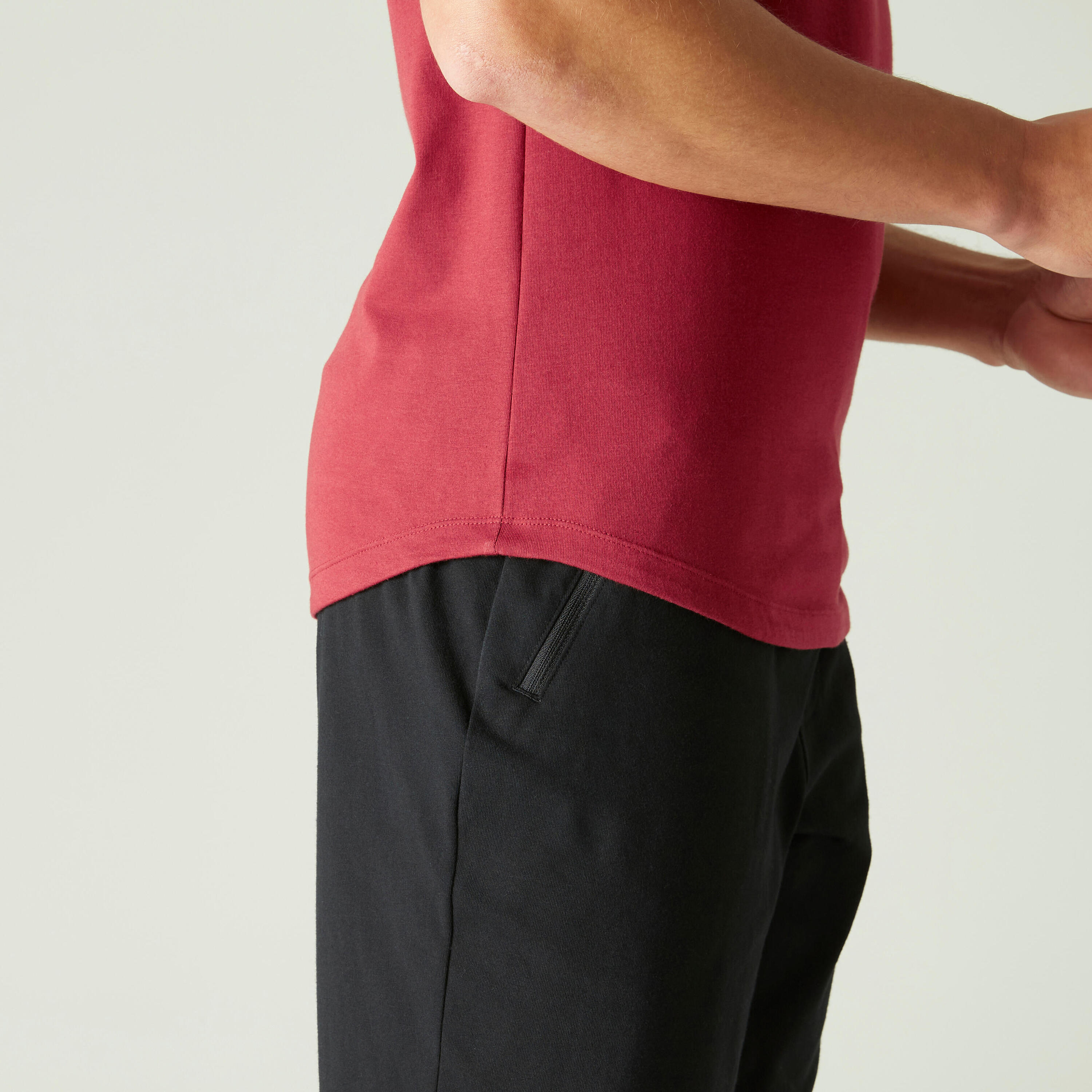Fitness Slim-Fit Stretch Cotton T-Shirt with Rounded Hem - Black Print 4/7