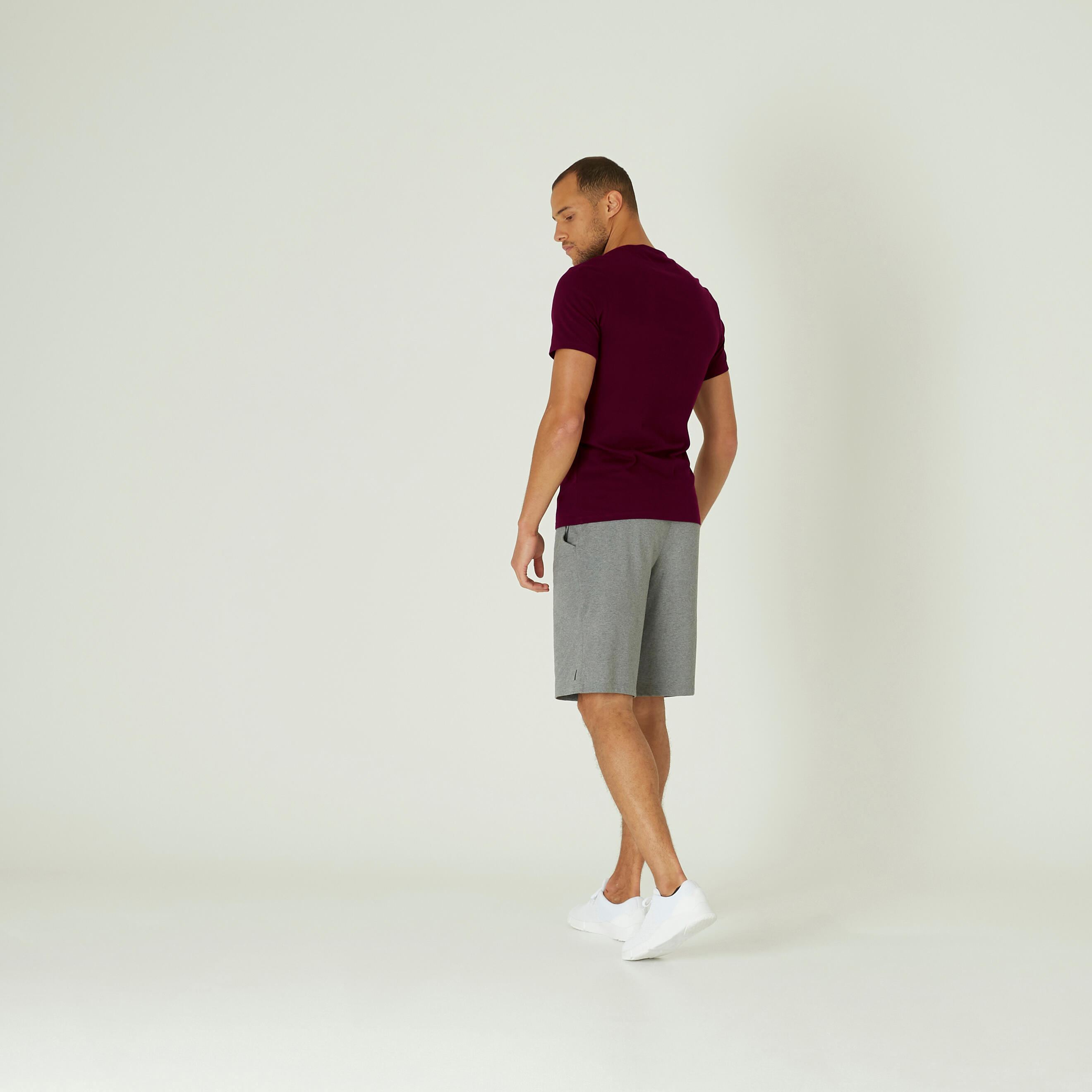 Men's Slim-Fit Fitness T-Shirt 500 - Dark Burgundy 3/6