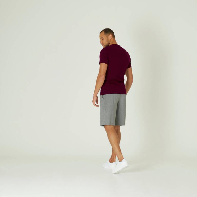 Men's Slim-Fit Fitness T-Shirt 500 - Dark Burgundy