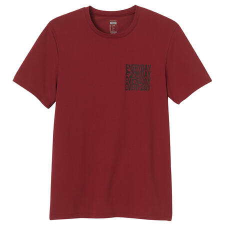 חולצת טי דקה ונמתחת לכושר - הדפס בורדו