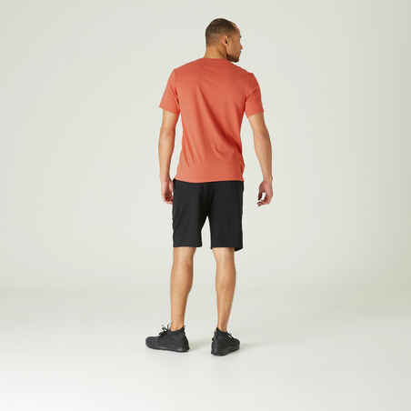 T-Shirt Fitness Baumwolle Herren orange