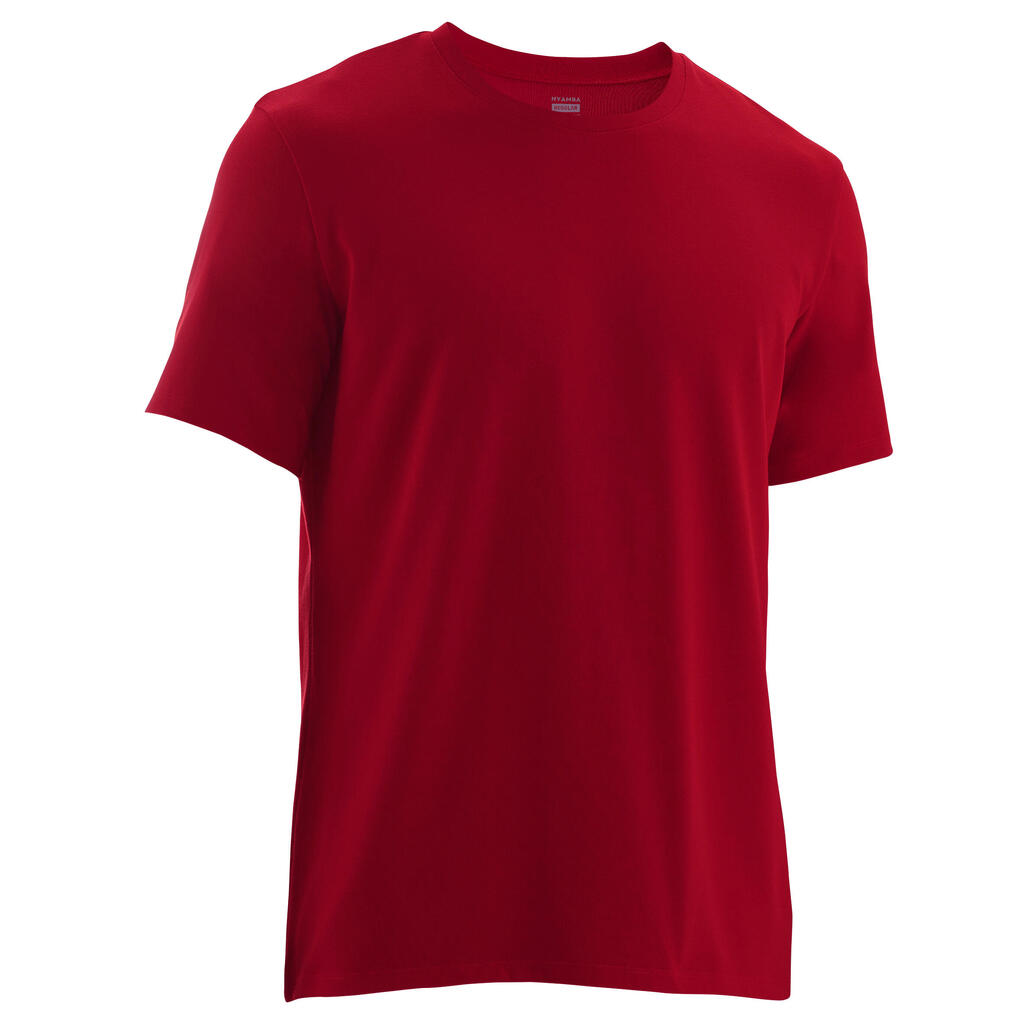 T-shirt fitness manches courtes droit col rond coton homme - 500 noisette