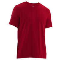 Camiseta fitness manga corta algodón extensible Hombre Domyos rojo