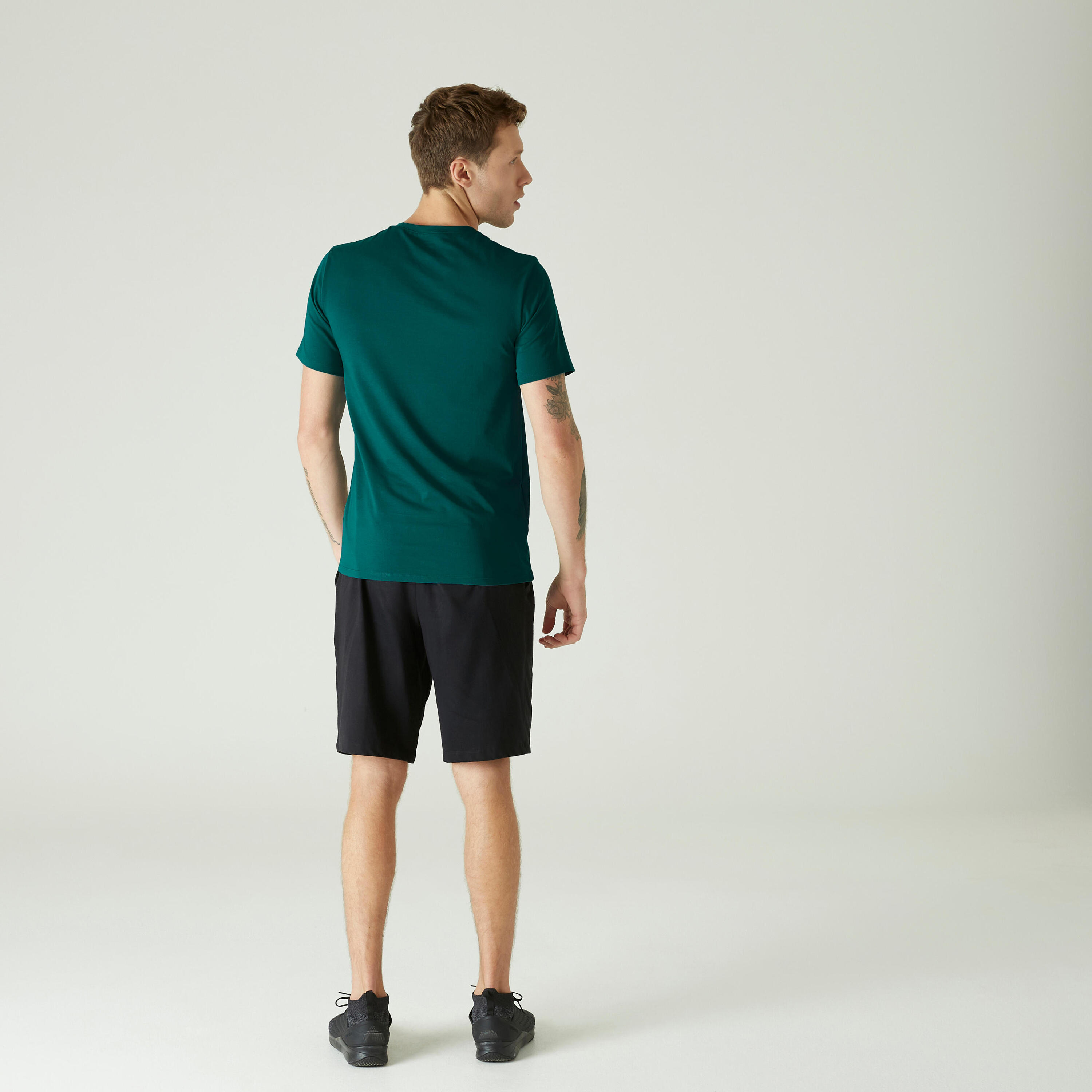 Koszulka z krótkim rękawem męska Domyos Gym & Pilates 500 slim 4/7