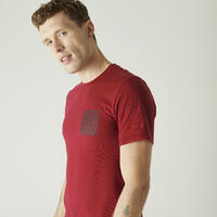 חולצת טי דקה ונמתחת לכושר - הדפס בורדו