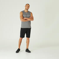 גופייה נמתחת מכותנה לכושר - אפור עם דוגמה