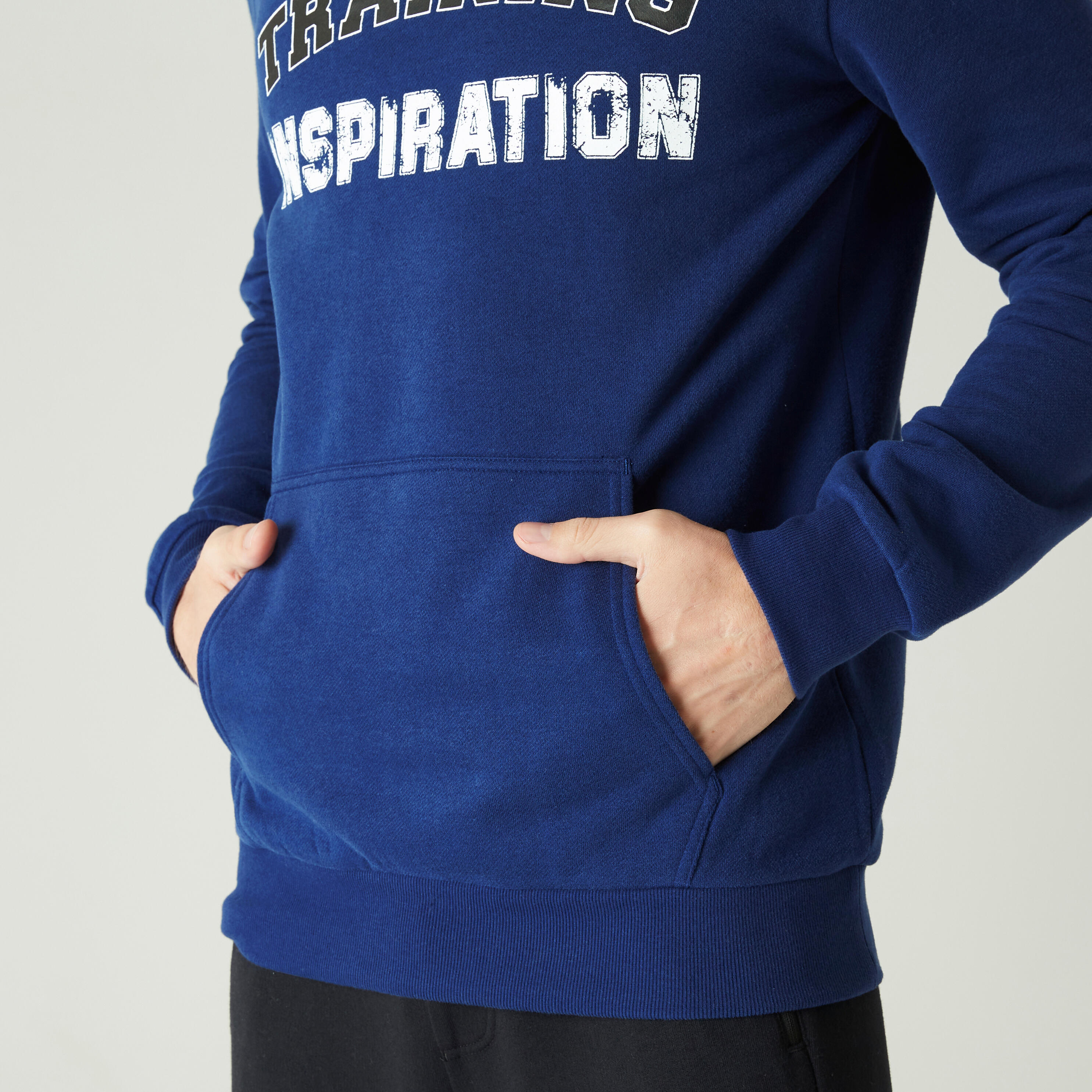 Men's Fitness Crew Hoodie 100 - Blue with Pattern 5/7