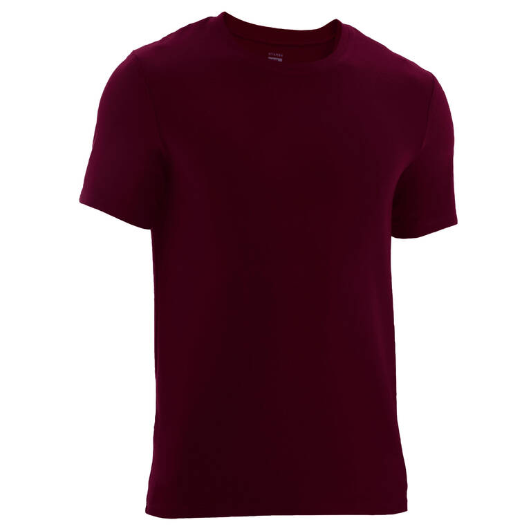 Men's Slim-Fit Fitness T-Shirt 500 - Dark Burgundy