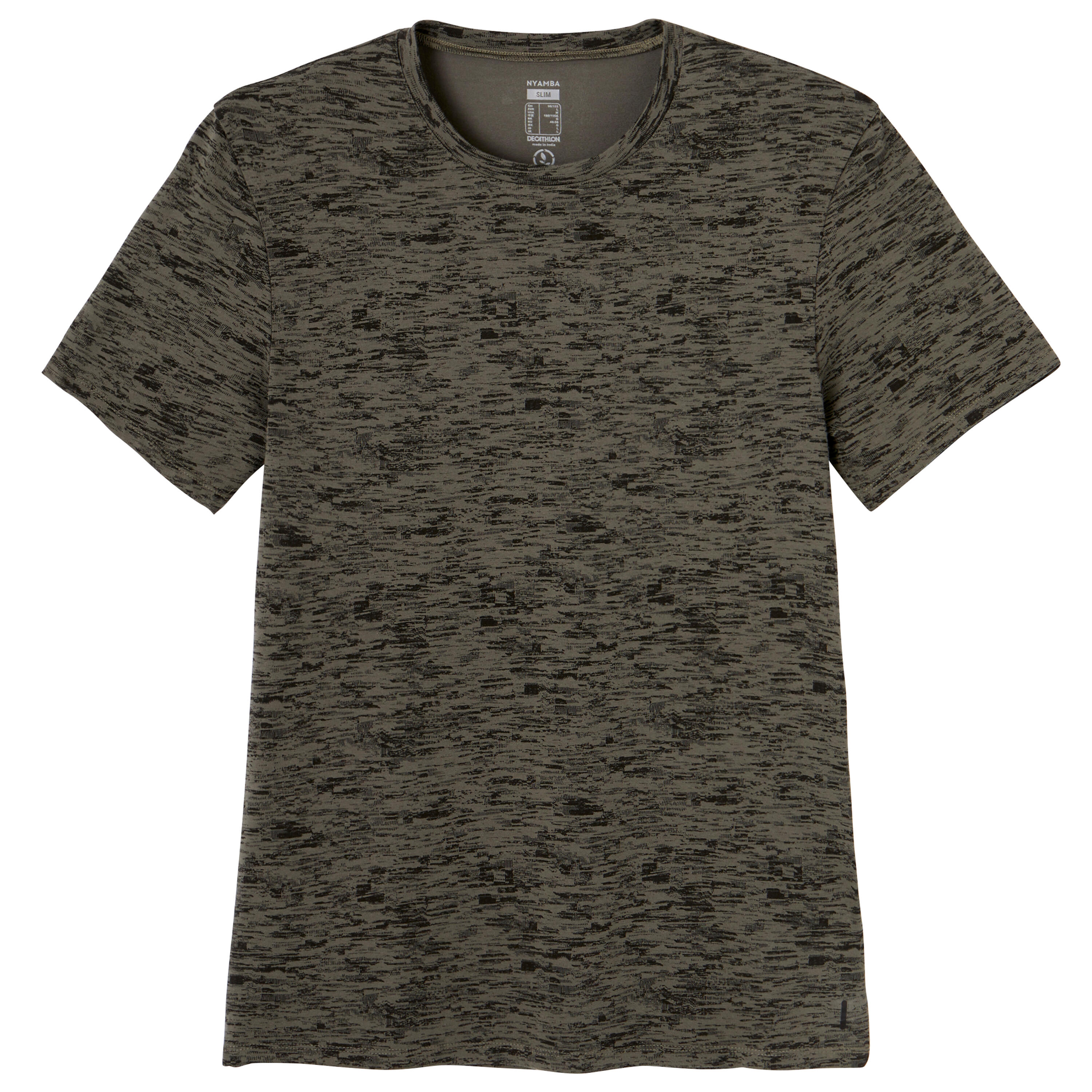 Men's Slim-Fit Fitness T-Shirt 500 - Grey/Khaki 2/7