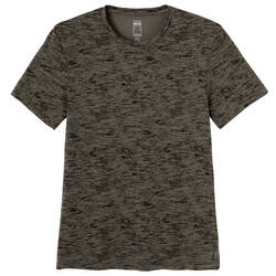 Men's Slim-Fit Fitness T-Shirt 500 - Grey/Khaki