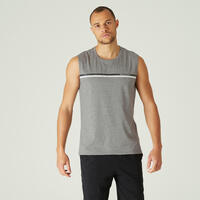 גופייה נמתחת מכותנה לכושר - אפור עם דוגמה