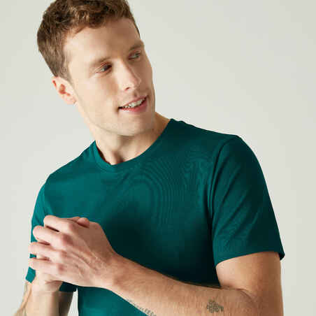 Men's Fitness Slim-Fit T-Shirt 500 - Turquoise