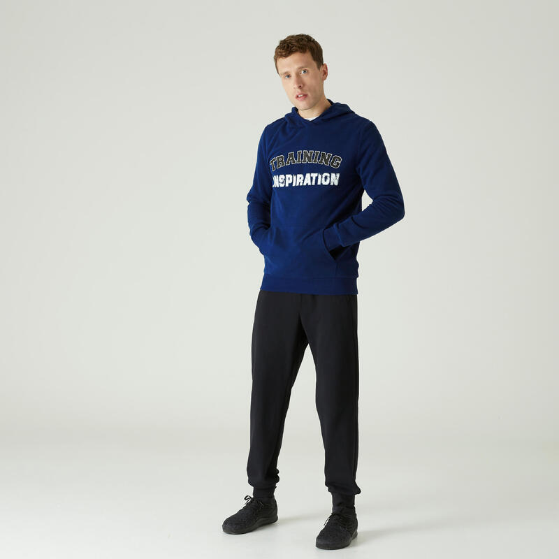 Sweat à Capuche Fitness Poche kangourou Bleu avec Motif