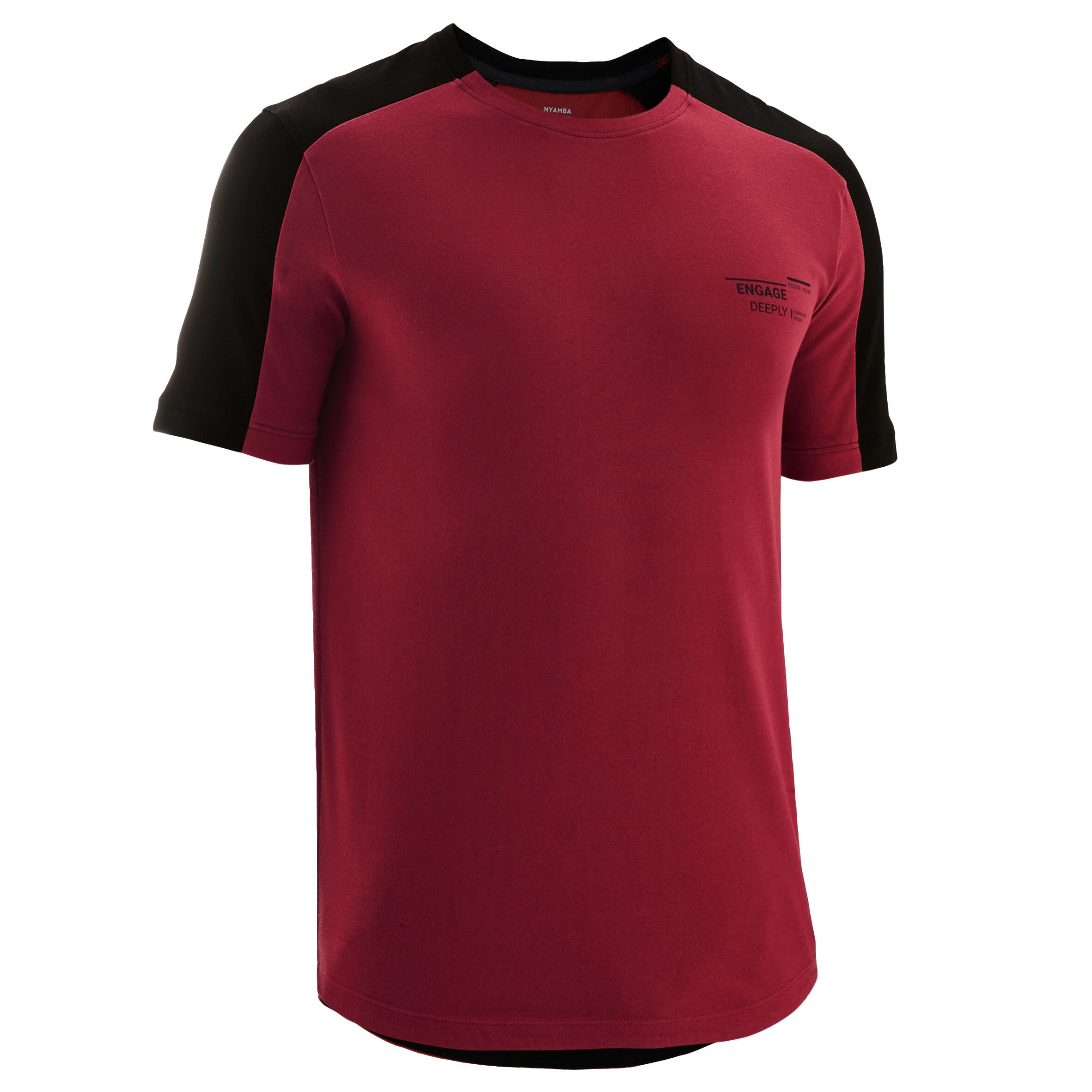 Fitness Slim-Fit Stretch Cotton T-Shirt with Rounded Hem - Black Print 7/7