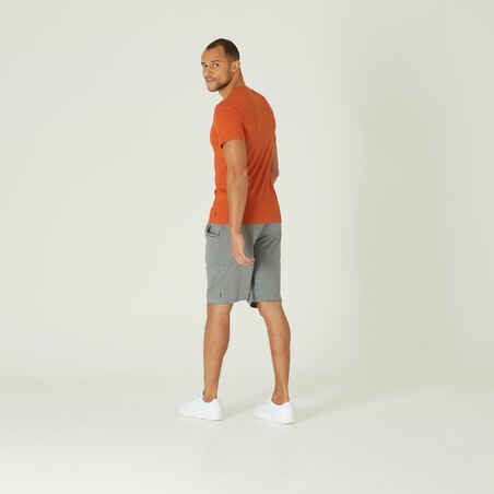 Men's Slim-Fit Fitness T-Shirt 500 - Rust