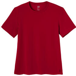 T-shirt fitness manches courtes coton extensible col rond homme rouge grenat