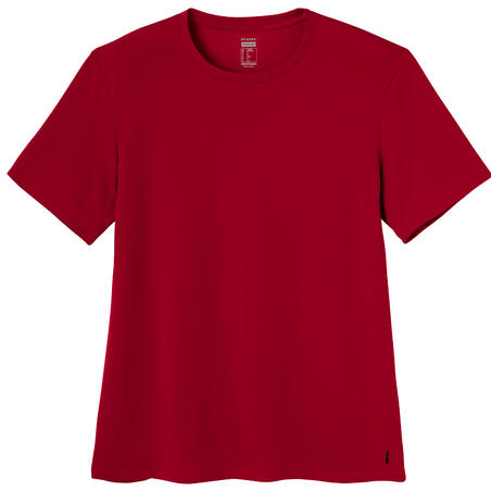 T-shirt fitness manches courtes coton extensible col rond homme rouge grenat