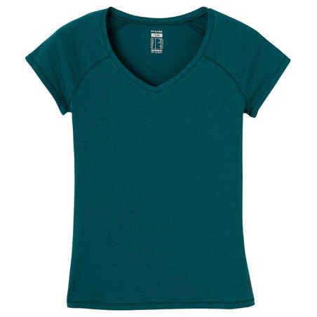 Women's Fitness V-Neck T-Shirt 500 - Turquoise