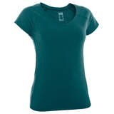 Women Cotton Blend Gym T-shirt Slim fit 500 - Turquoise