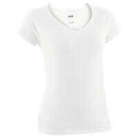 Women's V-Neck Fitness T-Shirt 500 - Ice White