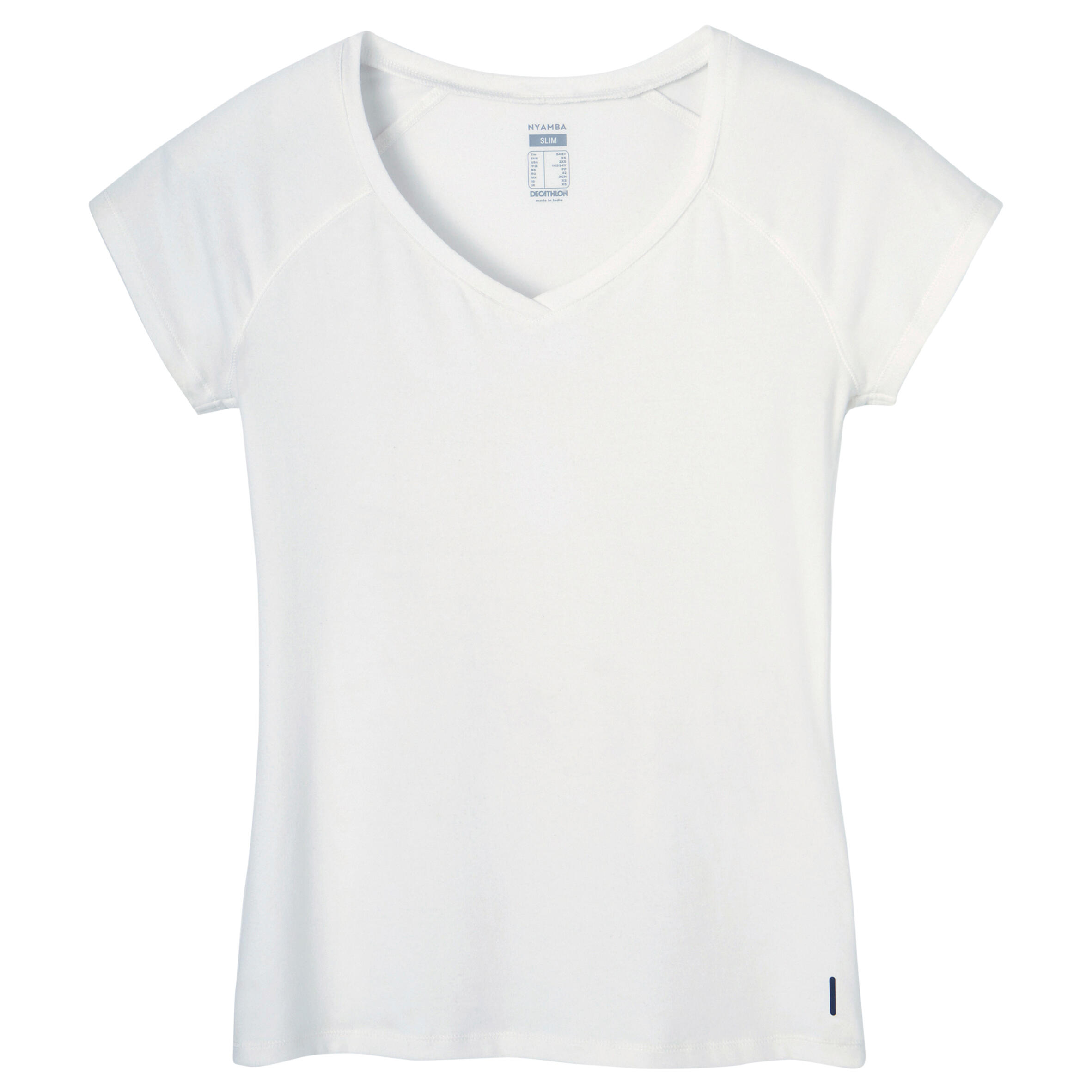Women's V-Neck Fitness T-Shirt 500 - Ice White 9/16