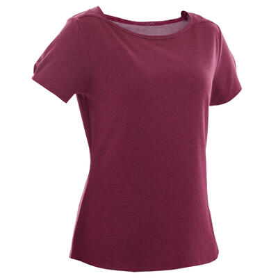 T-Shirt Coton Extensible Fitness Col Bateau Violet
