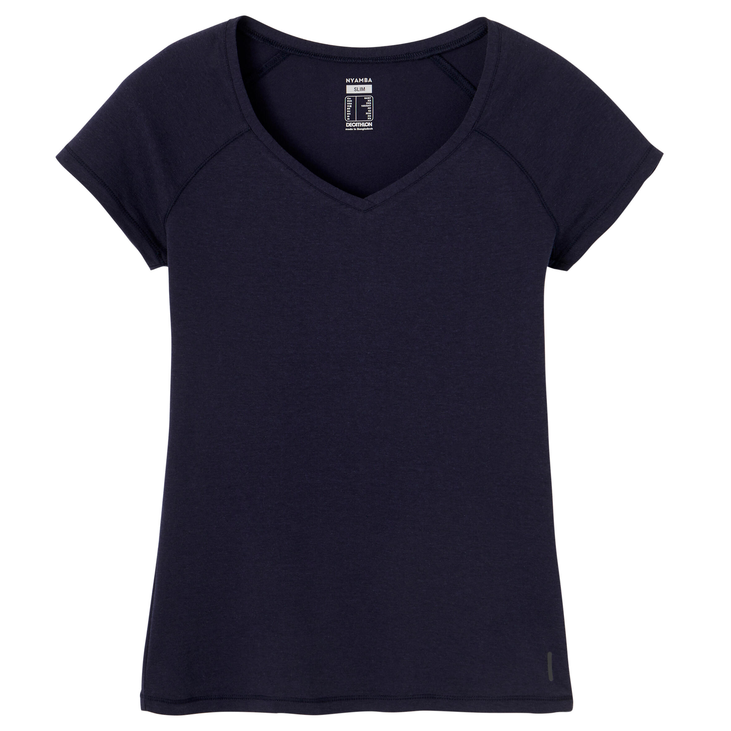 DOMYOS Women's Fitness V-Neck T-Shirt 500 - Navy Blue