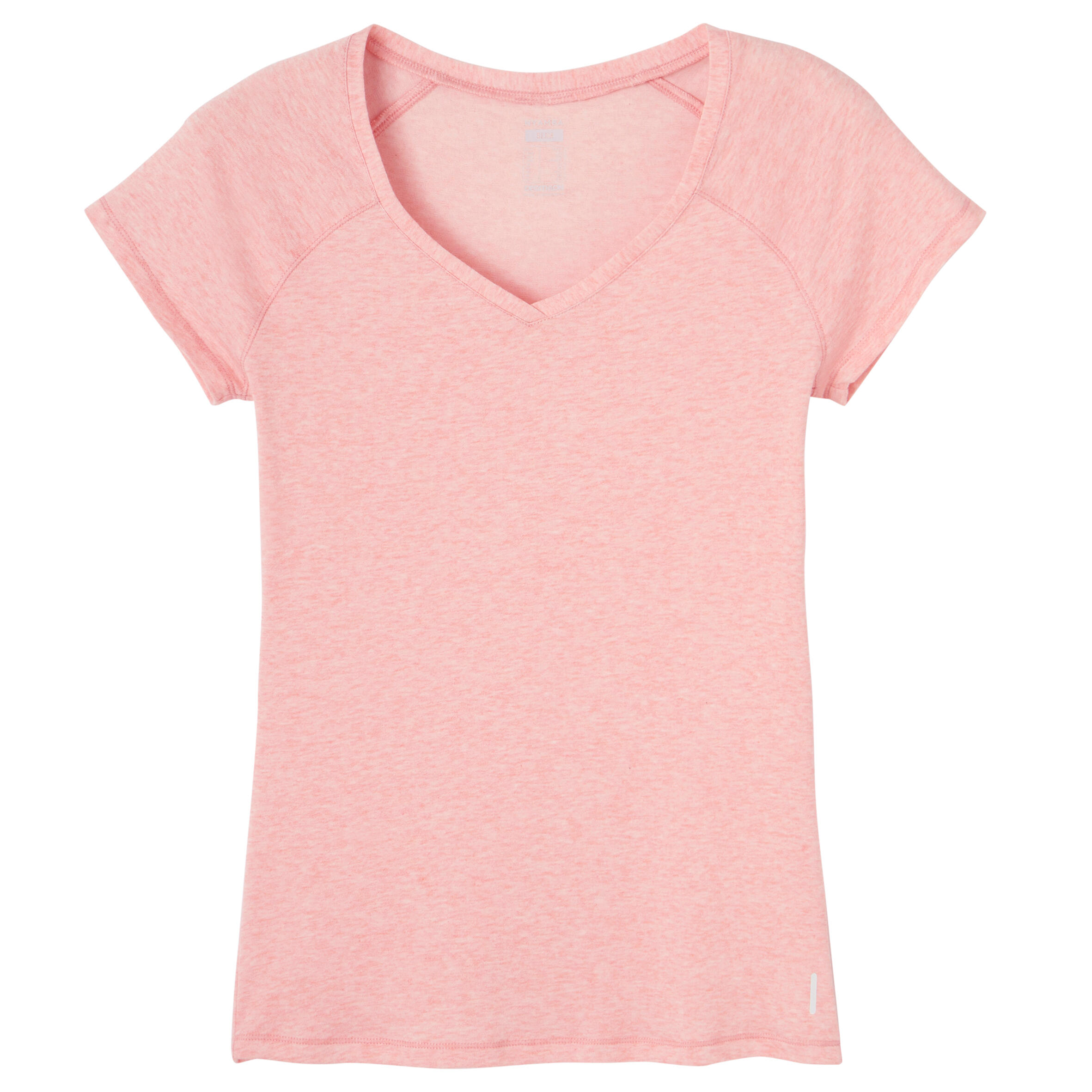Stretchy Slim-Fit Cotton Fitness T-Shirt - Pink - Decathlon