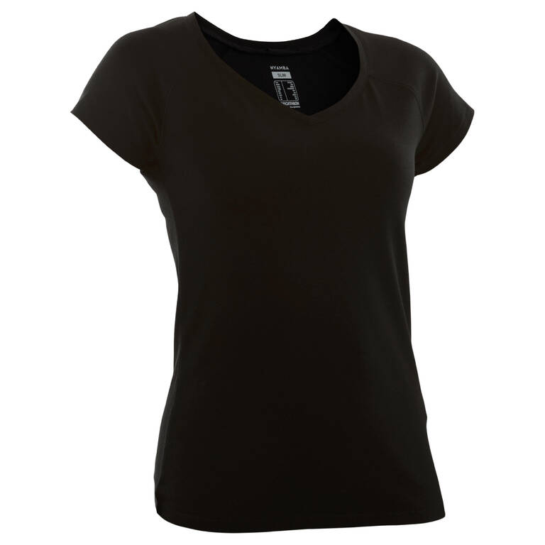 Women's V-Neck Fitness T-Shirt 500 - Black