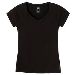 Women's V-Neck Fitness T-Shirt 500 - Black