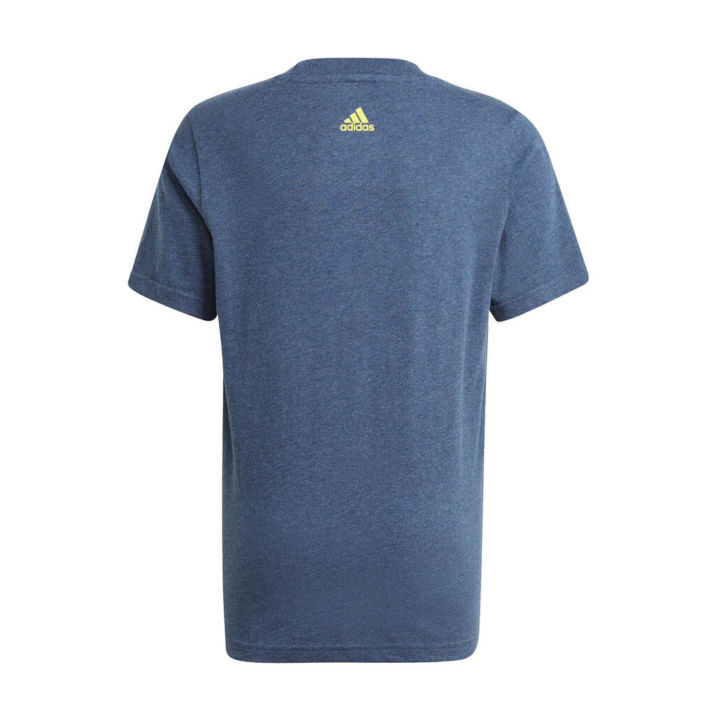 T-Shirt Linear Kinder blau meliert/gelb