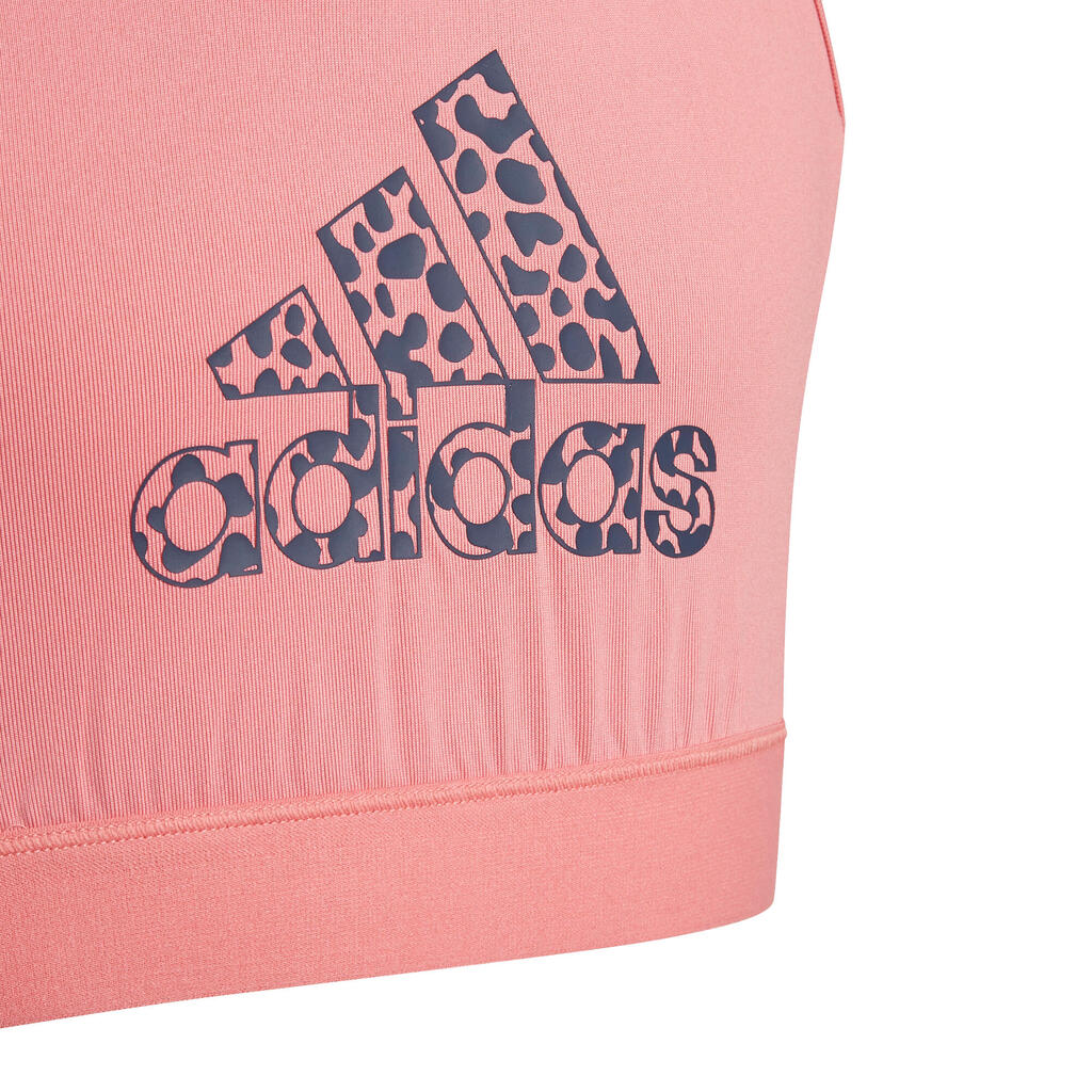 Girl's Gym Crop Top - Pink/Blue Leopard Pattern