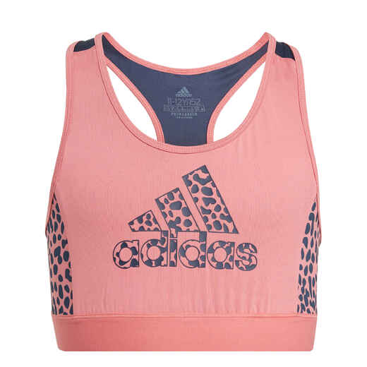 
      Girl's Gym Crop Top - Pink/Blue Leopard Pattern
  