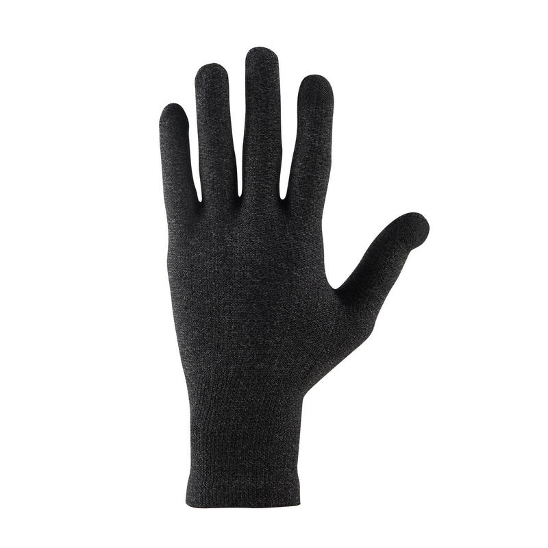 Unisex Mountain Trekking Touchscreen-Compatible Liner Gloves Trek 500 - Black