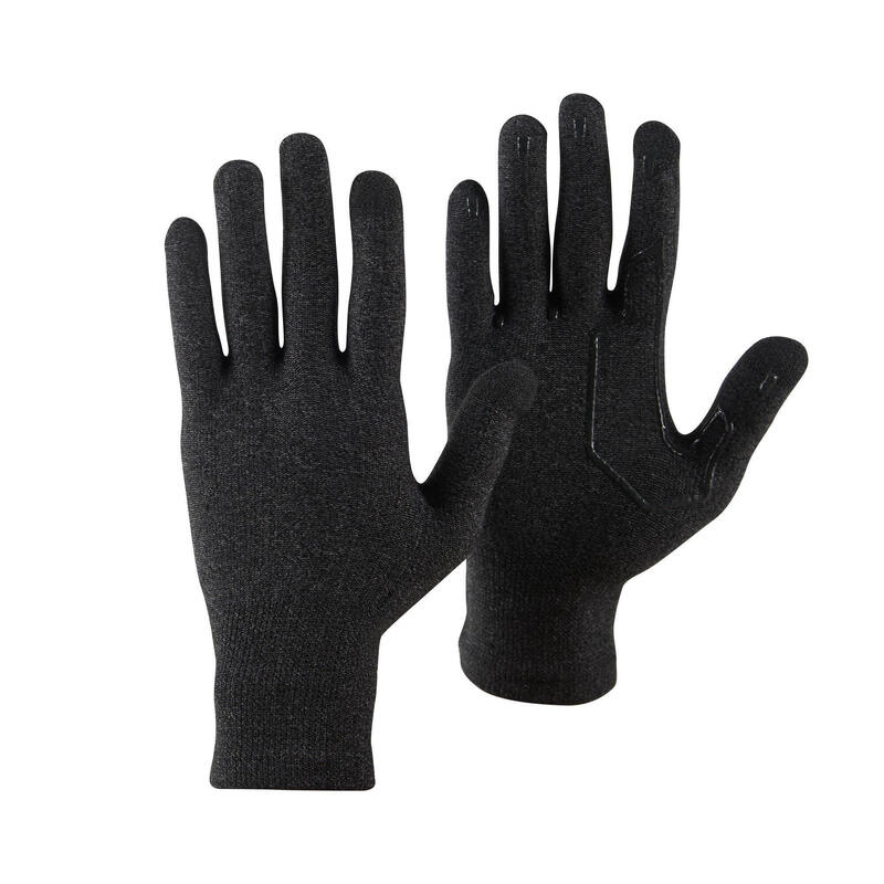 Unisex Mountain Trekking Touchscreen-Compatible Liner Gloves Trek 500 - Black