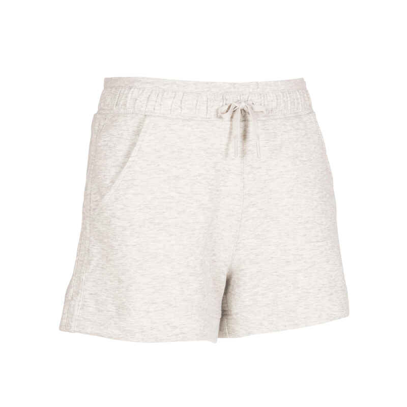 Women's Straight-Cut Cotton Fitness Shorts With Pocket - Grey
