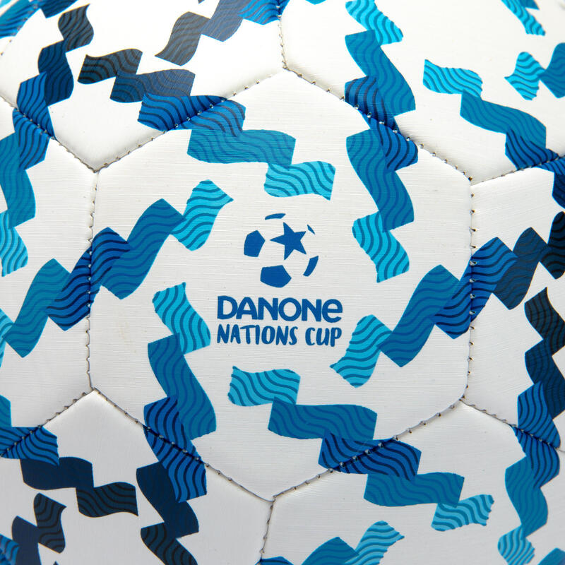 BALLON DE FOOTBALL DANONE NATIONS CUP TAILLE 5 BLANC