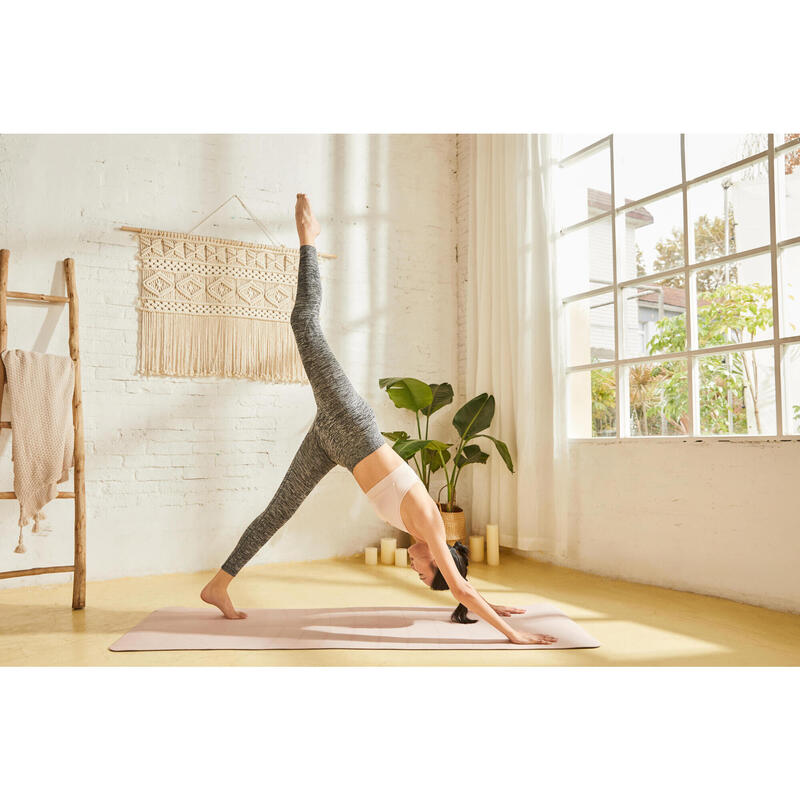 Seamless 7/8 Dynamic Yoga Leggings - Mottled Grey - Decathlon