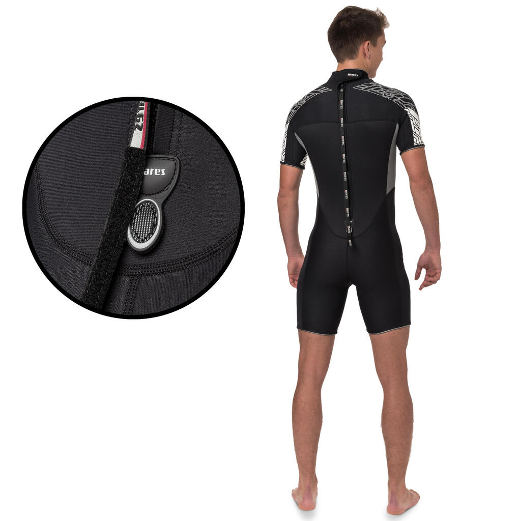 Vīriešu īsais niršanas hidrotērps “Reef”, 2,5 mm, melns, pelēks