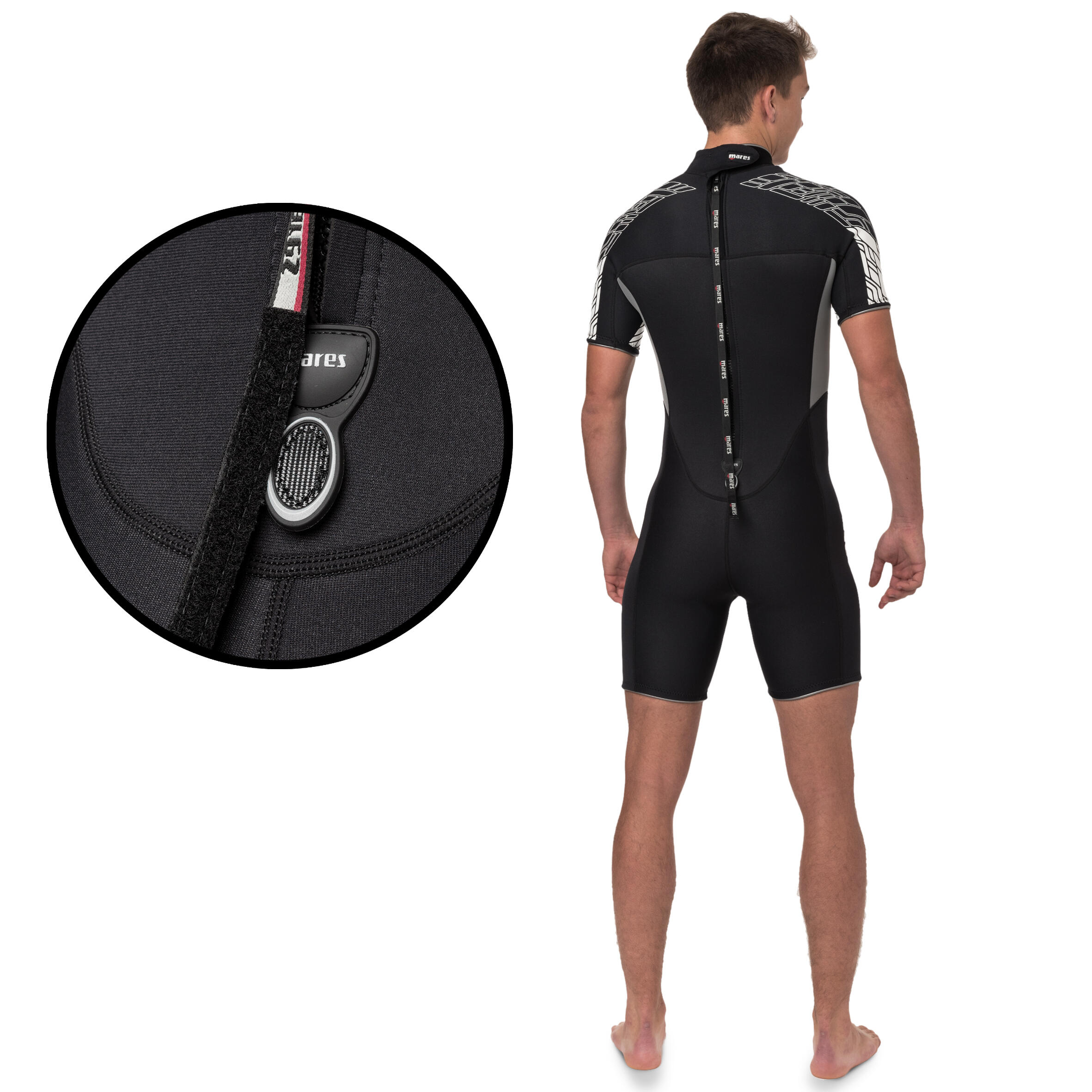 Men’s neoprene diving shorty REEF 2.5 mm black/grey 3/7