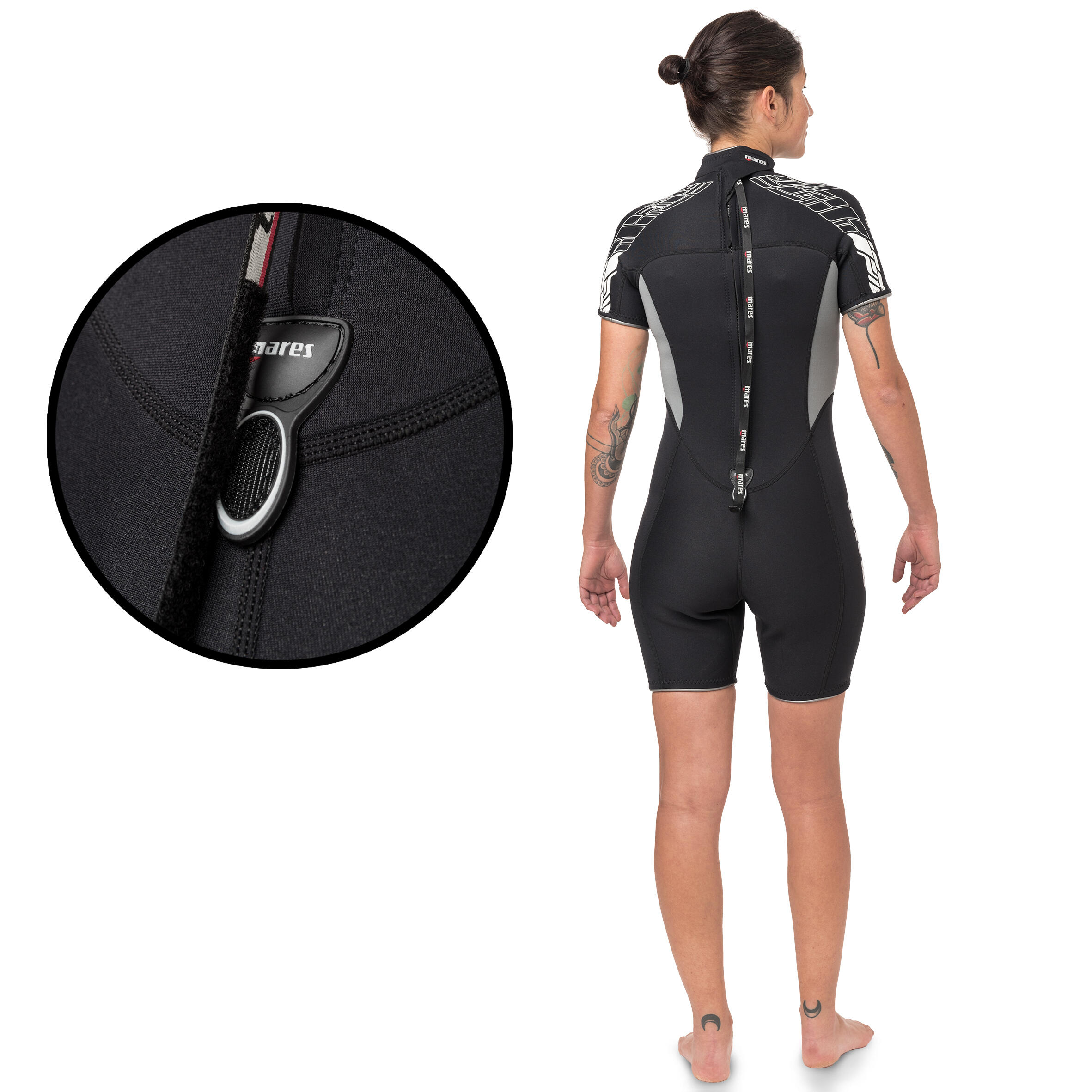 Duikshorty voor dames Reef neopreen 2,5 mm zwart/grijs 3/7