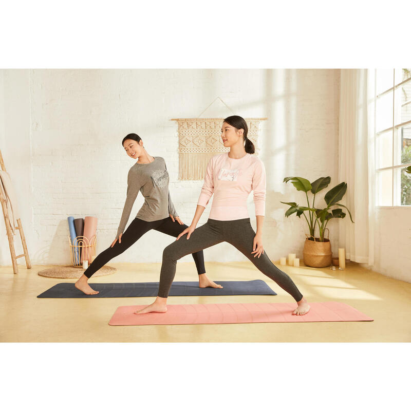 Leggings donna yoga cotone bio grigio-rosa