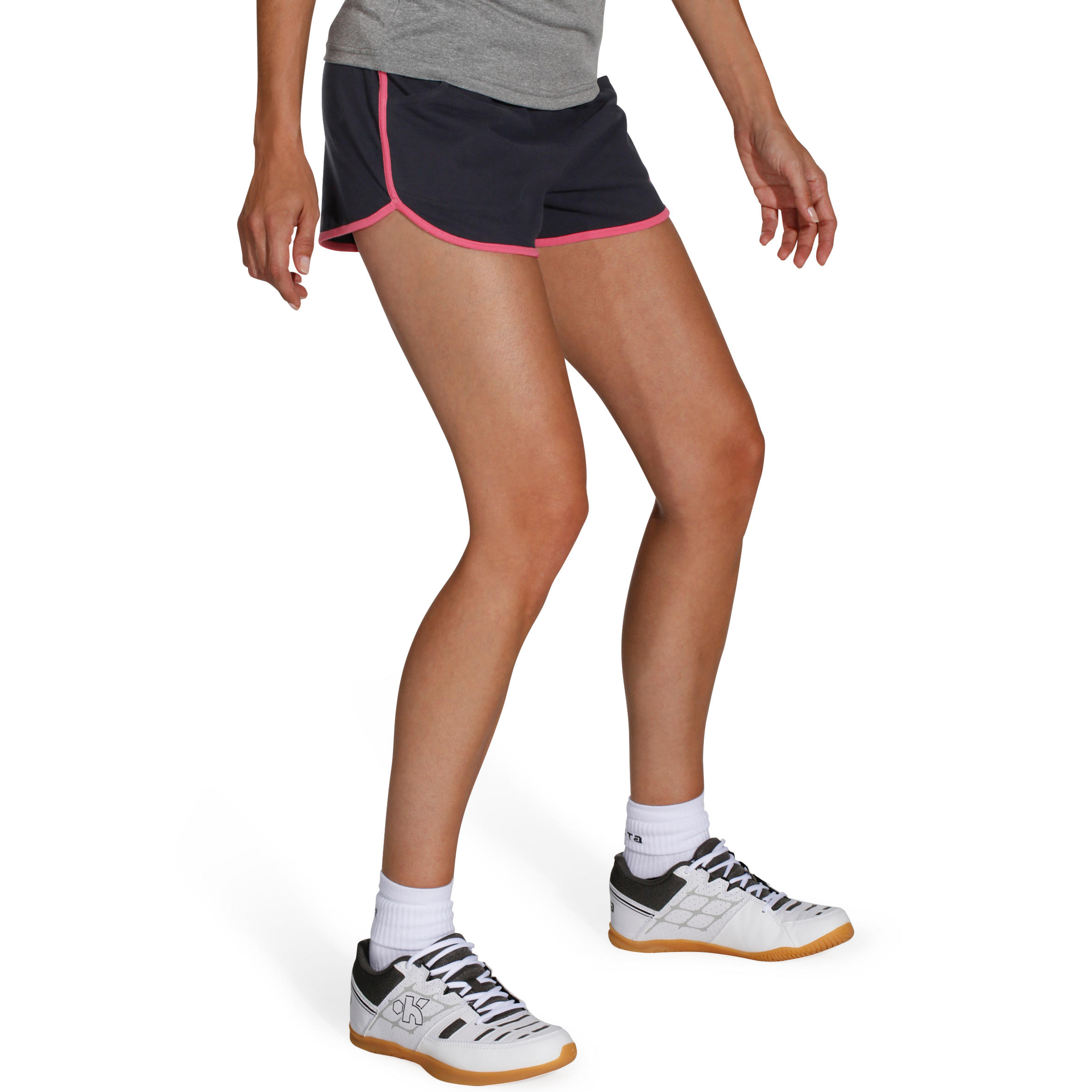Pantalón corto de voleibol mujer V100 azul oscuro rosa  5/7