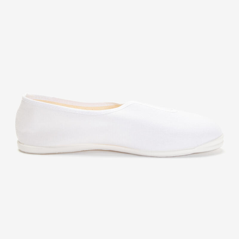 Chaussons gym fille et garçon en tissu blanc