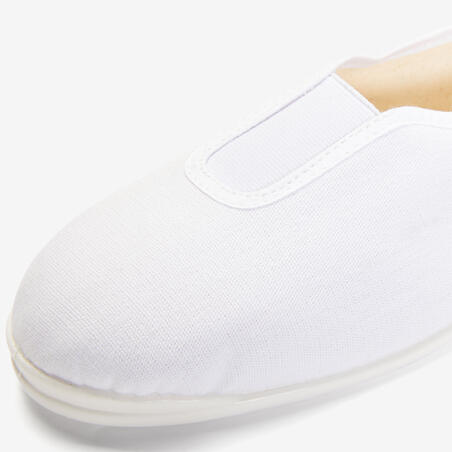 Chaussons gym fille et garçon en tissu blanc