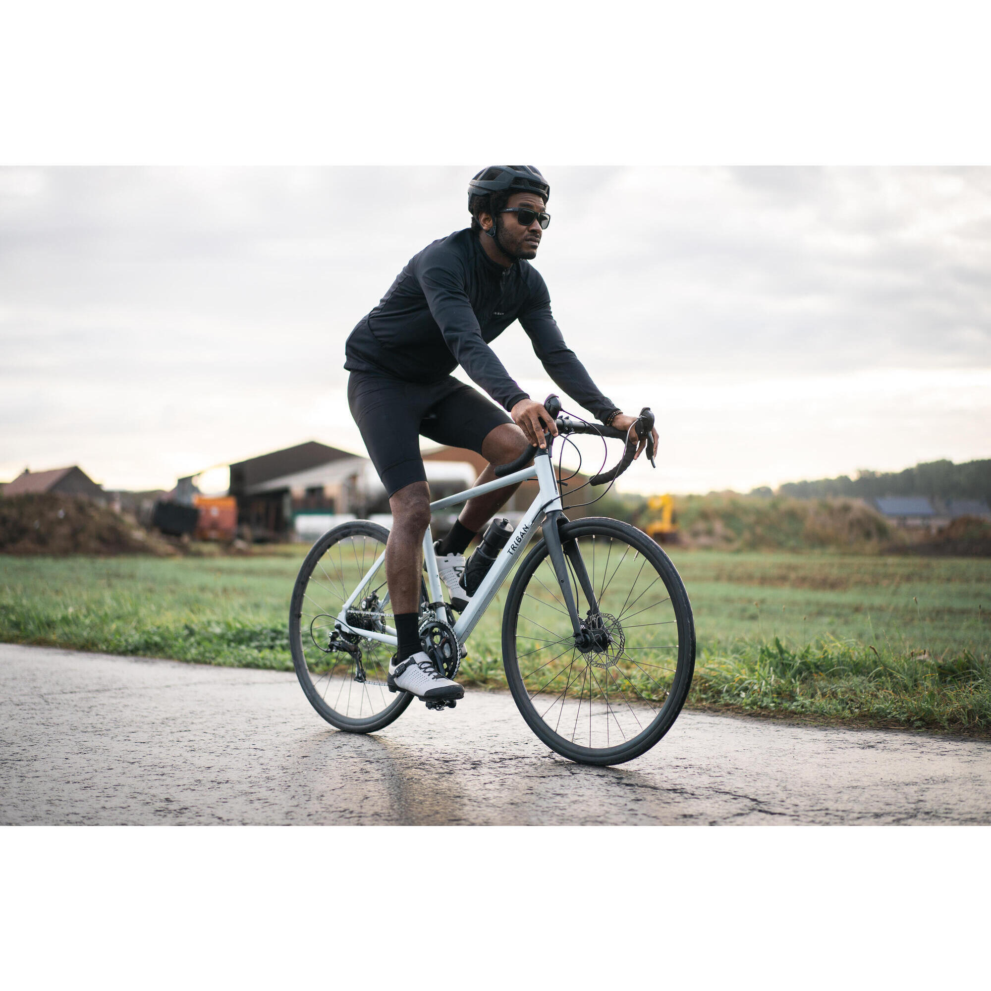 Velo route Cyclotourisme RC120 Disque Gris Clair TRIBAN Decathlon